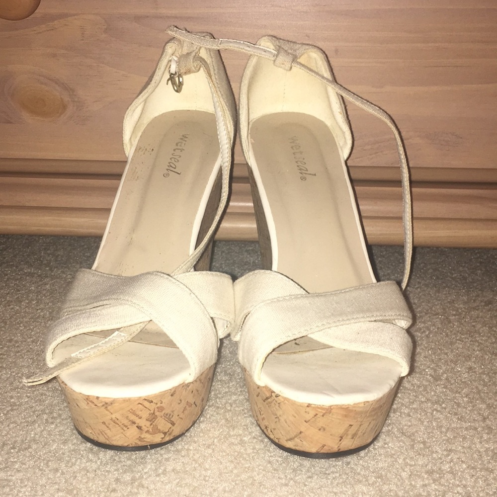 White Peep Toe Wedges